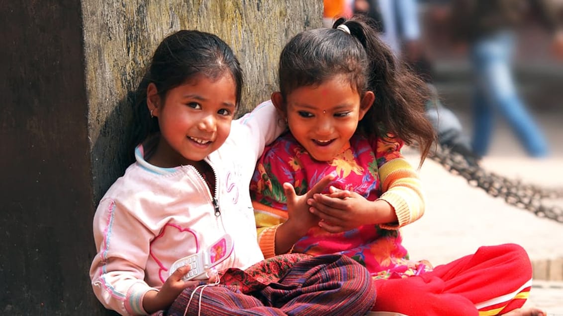 Lokale børn i Kathmandus gader