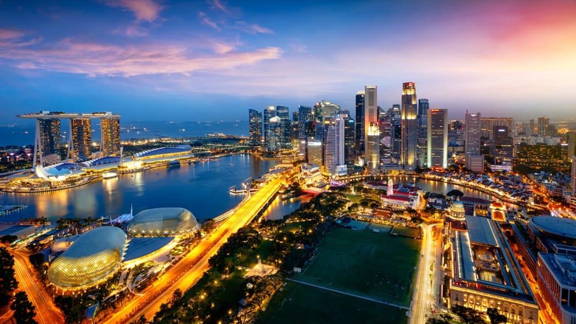 Singapore med flere af de ikoniske bygningsværker