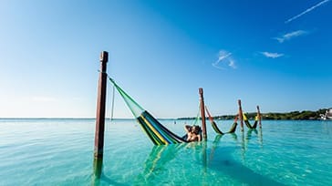 Hængekøjer i Bacalar, Mexico