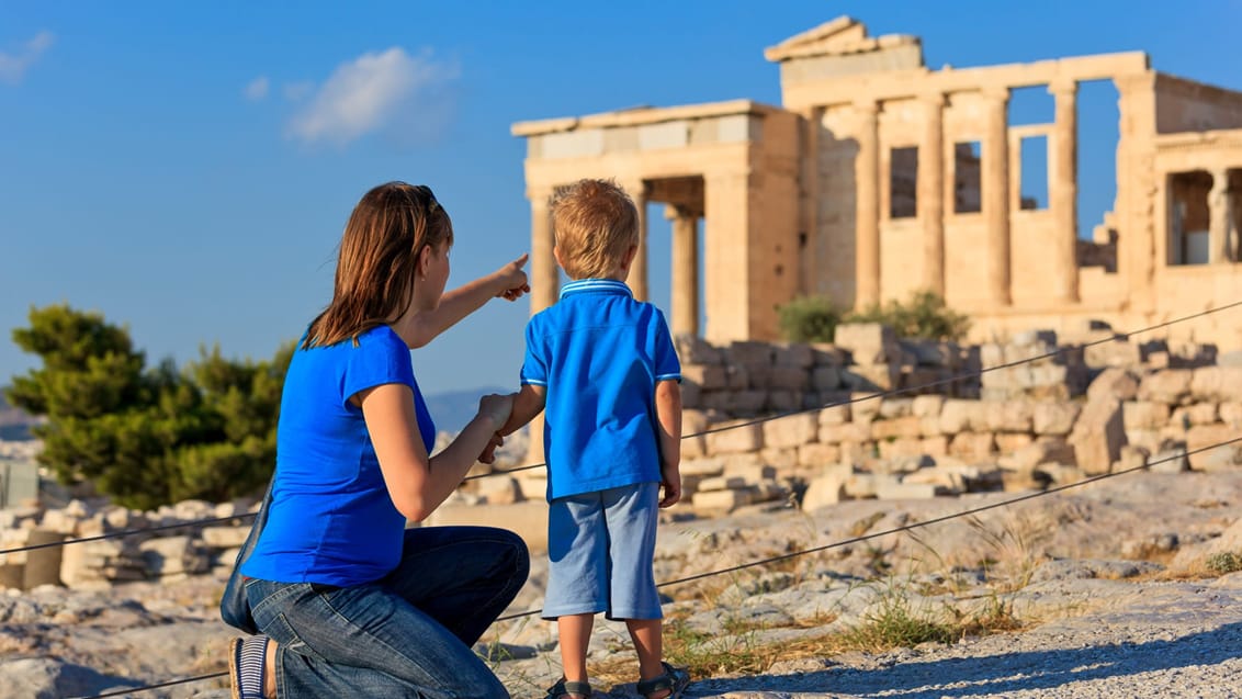 Familie ved Akropolis, Athen